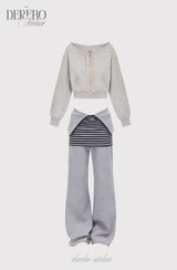 Gradient Off-Shoulder Zip-Up (TOP)