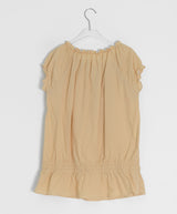Hachika Vintage Shirring Cap Sleeve Blouse