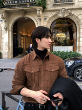 Age Western Pocket Suede Long Sleeve Shirt