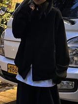 curved high-neck blouson zip-up