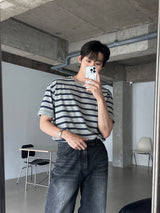 LMN D.O. ストライプオーバーサイズフィット半袖Tシャツ (3 colors)