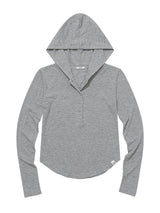 SLIM LONG BUTTON HOODIE TOP(GREY)