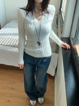 ビスチェVネックリブスリムフィットニット
