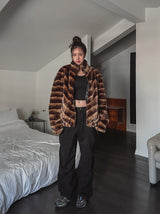 Wavy gradation fur jacket