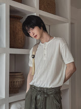 コイズヘンリーネックリンクル半袖Tシャツ