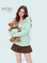 Mint Twist Hooded Knit Zip-Up