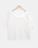 ベトナムボタンポイントカラーショートスリーブTシャツ