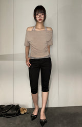 Shy Black Denim Capri Pants