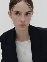 26SS★ [Premium Plating] Volume Square AB TAG Necklace