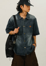 MEN Overfit Western Denim Shirts