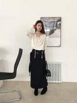 Deep drape scarf blouse