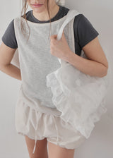 [jiwonywony x voor] Frill Blossom Shoulder Bag_White
