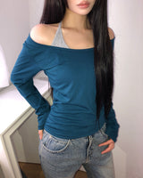 Eve Halter Layered Long-Sleeve T-Shirt