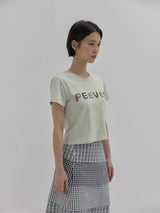 スキャニードニードルワーククロッピードTシャツ (Lime)