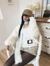 [Sepia] レオパードハンチングキャップ (Gray/Beige)
