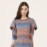 WOOL GRADATION 4WAYS BOLERO - BROWN & BLUE