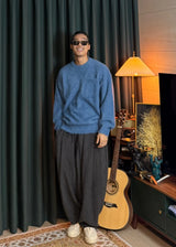 クロップドフラフィーラウンドネックニット 4COLOR