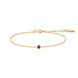 gold deep red solitaire 14k gold plating + 925 silver bracelet B071-01G