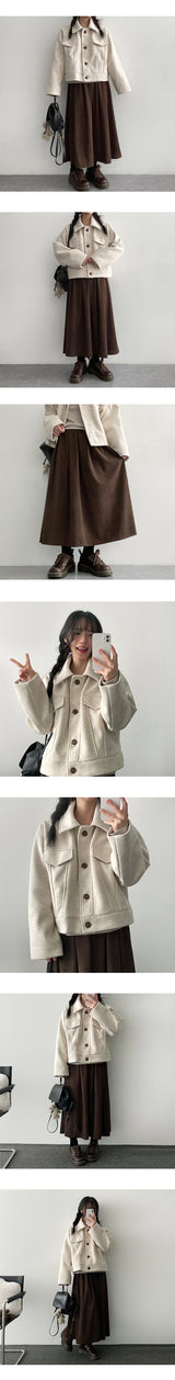 アンキン コーデュロイ ピンタック プリーツロングスカート