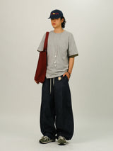 NL Non-Fade One Tuck Denim Linen Curved Pants
