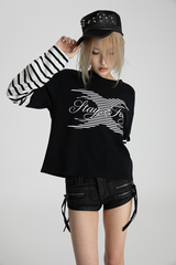 SEXXDEVIL LOGO Striped Layered TEE