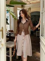 Hennua Half-Button See-Through Ribbed Cardigan