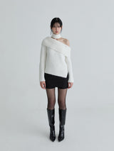 Muffler symbol knit set (White)