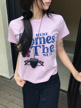Tiny Summer Comes Strar レタリング半袖Tシャツ