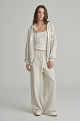 NYC hooded zip-up, Light Melange