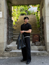 テクスチャーカラーニットショートスリーブ