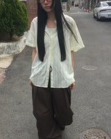 [MADE] Vines Striped Sheer Short-Sleeve Shirt