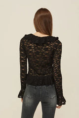 Floral ruffle cardigan