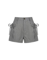 Ribbon Linen Summer Shorts Grey