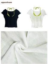 Olive Inner Halterneck Layered Short Sleeve T-shirt