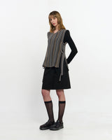 V neck knit Vest _ BROWN