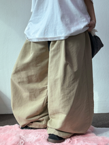 TRACKING BUCKLE NYLON CRINKLE TWO PLEAT WIDE LONG PANTS 💛🖤💚 - 3 COLORS