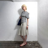 RAW HEM STRIPE PLEATED SKIRT