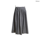 (2color) Ribbon Pleated Check Long Skirt