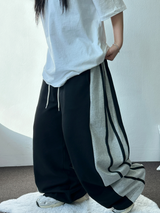 シルバー🩶🤍ツーライントラックバルーンワイドパンツ🖤🩶2カラー