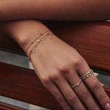 silver multi diamond shape station rhodium plating + 925 silver bracelet B066-03H