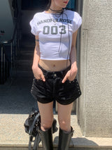スタッドフラッシュ ハイウエスト スタッズ デニム ショートパンツ (2 Colors)