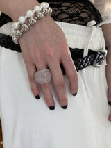 Silver glitter bold ring