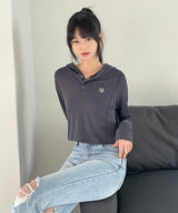 ステッチ ライン クロップ フーディ [スリーカラー]