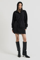 Sheer String Blouse, Black