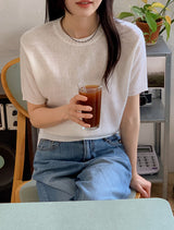 Round Basic Short Sleeve Knit (8color)