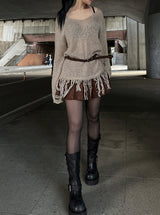 Corduroy pleated skirt belt set