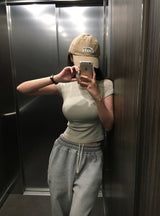 [BELLIDE MADE] セリーヌスリムリブショートスリーブタートルネックTシャツ