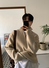 All Day High Neck Modal Semi-Zip-Up Knit