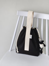 Simple line mini string pouch bag - black