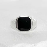 SV925-square point simple ring-L silver